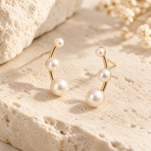 VIVALORA® Nacre Arc Ear Climbers — primary product view