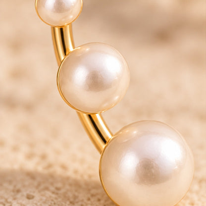 VIVALORA® Nacre Arc Ear Climbers — macro material and setting detail