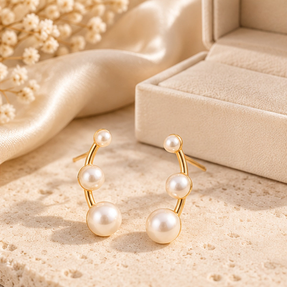 VIVALORA® Nacre Arc Ear Climbers — lifestyle and gifting scene