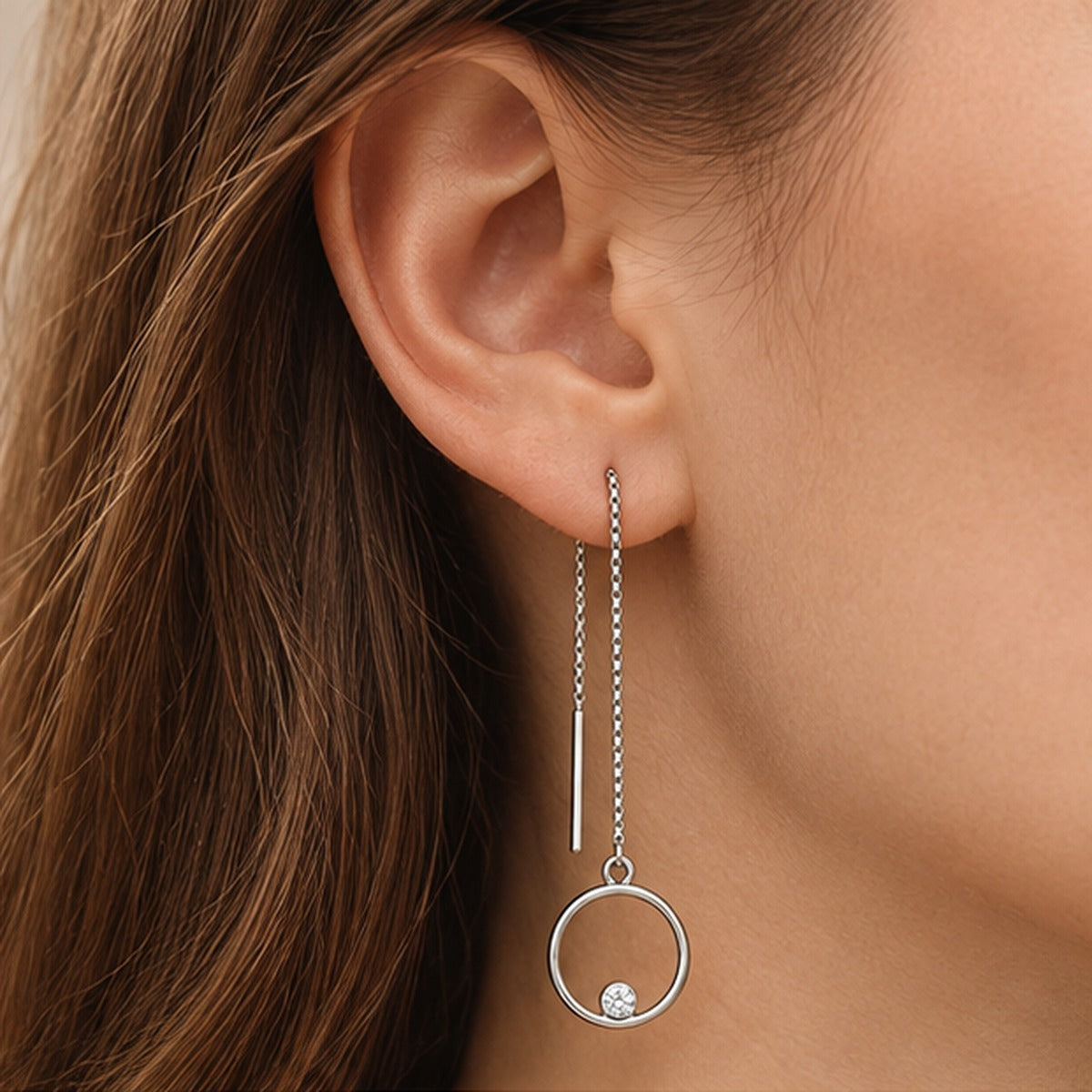 VIVALORA® Orbit Threader Earrings — worn view