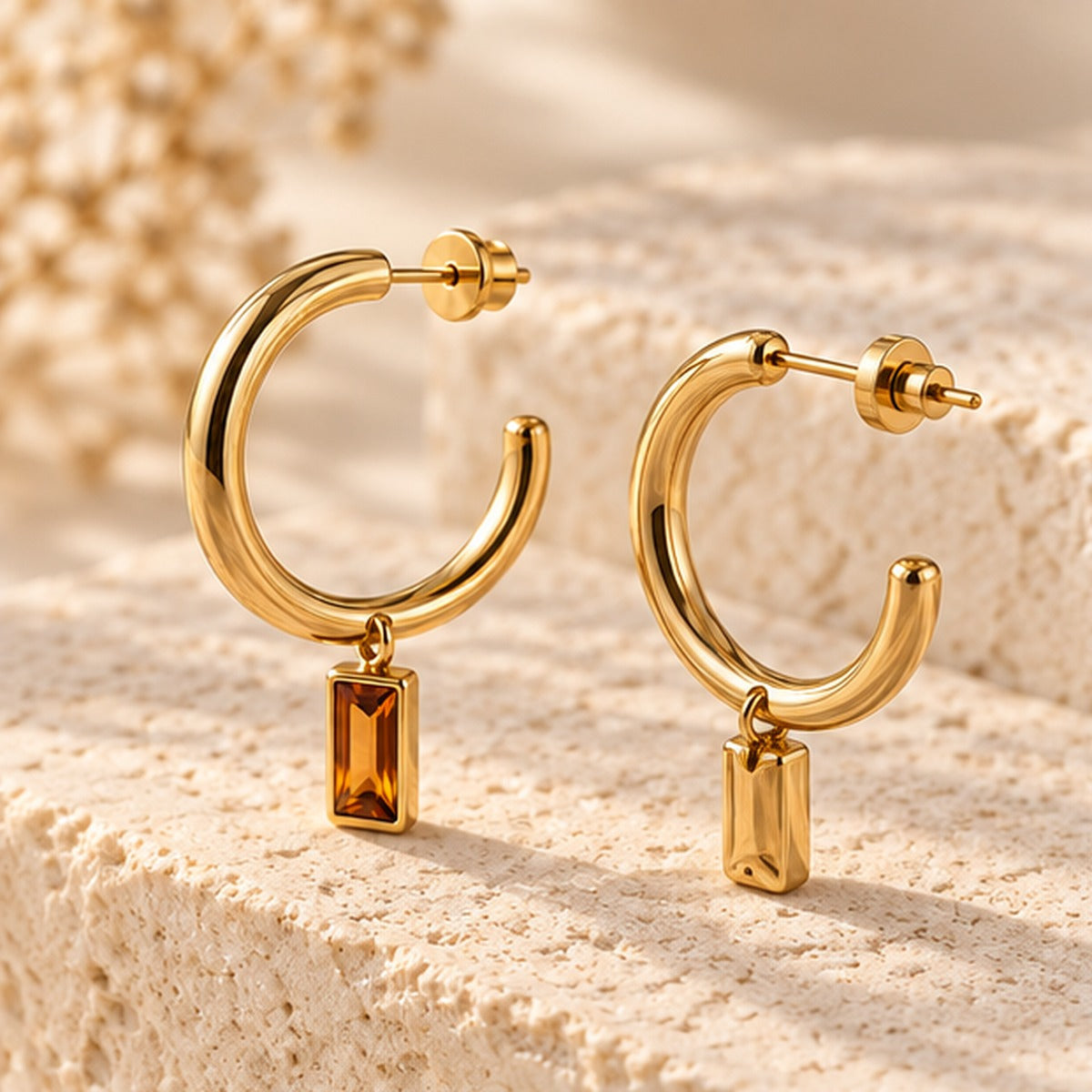 VIVALORA® Solstice Drop Hoops — second angle product view