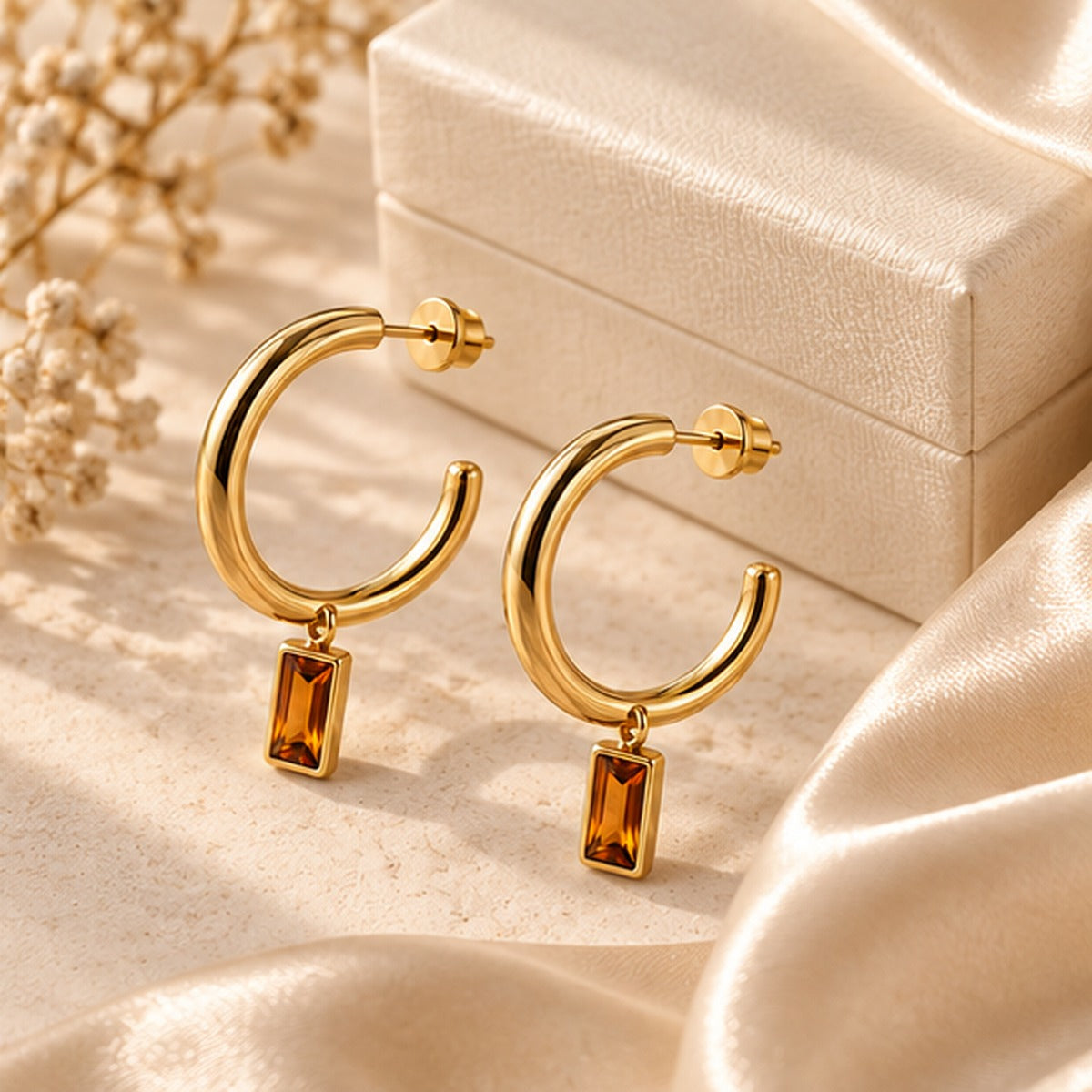 VIVALORA® Solstice Drop Hoops — lifestyle and gifting scene