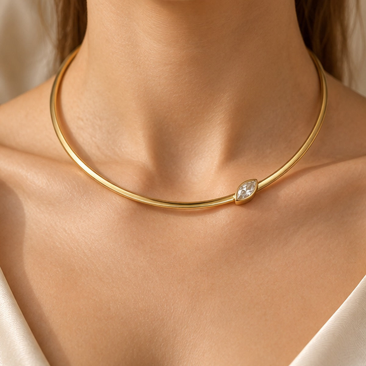 VIVALORA® Tessa Offset Collar Necklace — worn view