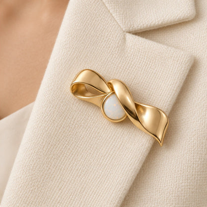 VIVALORA® Veil Knot Brooch — worn view