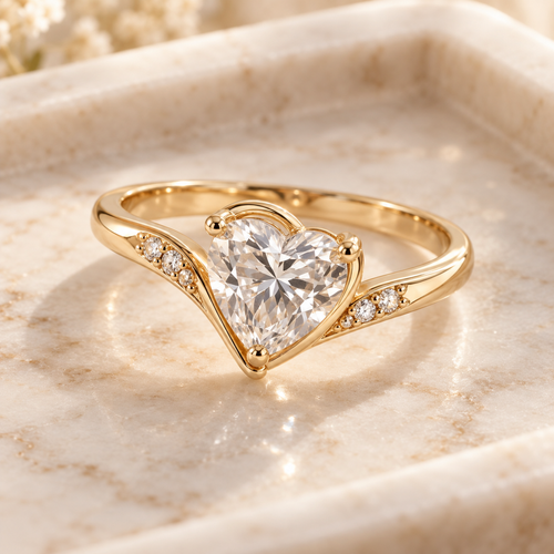 eeablish® Amour Heart Ring on cream marble