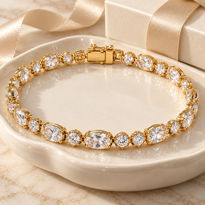 eeablish® Aurelia Tennis Bracelet styled with gift packaging