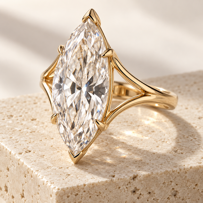 eeablish® Élan Marquise Statement Ring on ivory travertine