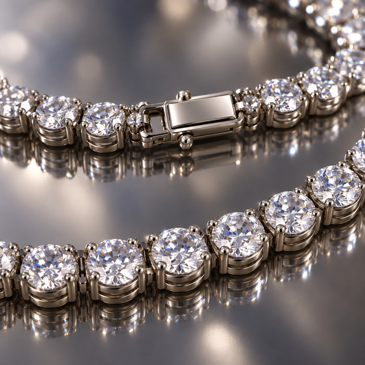 eeablish® Lumière Tennis Necklace clasp and setting detail