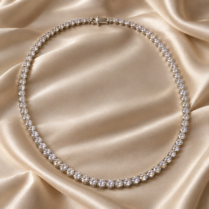 eeablish® Lumière Tennis Necklace on champagne satin
