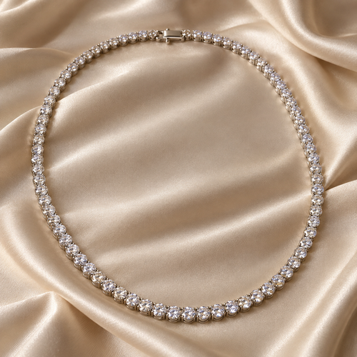 eeablish® Lumière Tennis Necklace on champagne satin