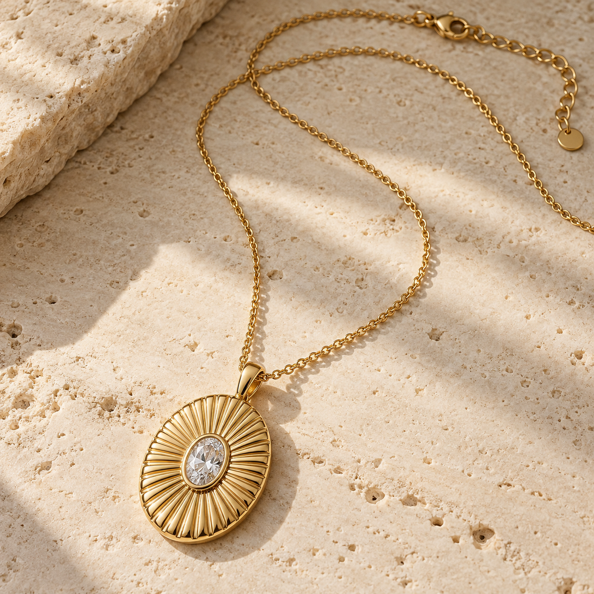 eeablish® Solenne Pendant Necklace on ivory travertine